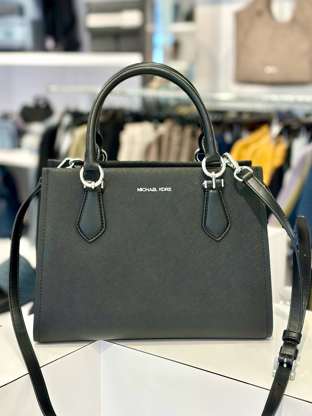 Michael Kors Marilyn Medium Saffiano Leather Satchel Crossbody